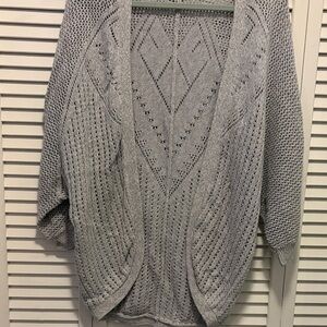 Maurices Light Gray Open-Knit Cardigan
